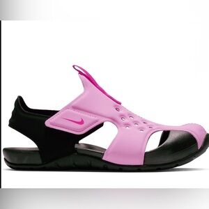 Nike Black and Pink Sandals